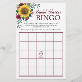 Solros Burgundy Blommigt Möhippa Bingo Game