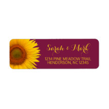 Solros Burgundy Bröllop Returadress