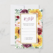 Solros Burgundy Fall Guld Blommigt Bröllop