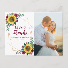 Solros Burgundy Ro Geometric Photo Tack Vykort