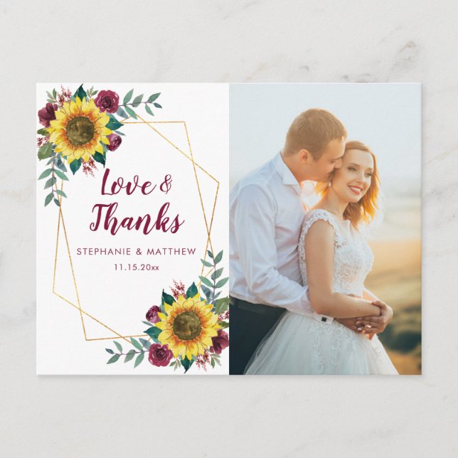 Solros Burgundy Ro Geometric Photo Tack Vykort (Framsida)