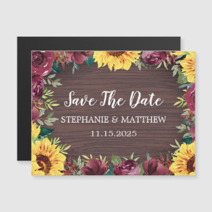 Solros Burgundy Ro Gräns Wood Save Date