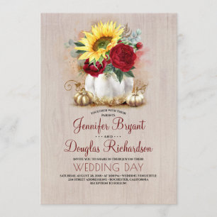 Solros Burgundy Ro Guld Pumpkin Fall Wedding Inbjudningar