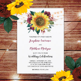 Solros Burgundy Ro String Ljus Fall Wedding Inbjudningar