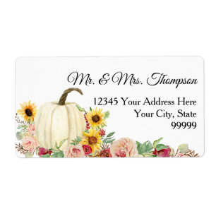 Solros Burgundy Rosa Blommigt Watercolor Pumpkin Fraktsedel