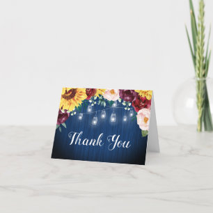 Solros Burk Blommigt Navy Blue Möhippa Tack Kort
