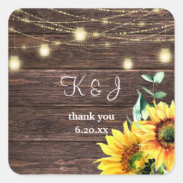 Solros, Burk & Mason String Ljus Monogram Fyrkantigt Klistermärke