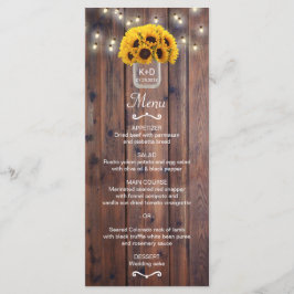 Solros Burk String Ljus Rustic Bröllop Menu Meny