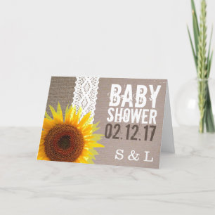 Solros Burlap & Crochet Snöre Baby Shower Inbjudan