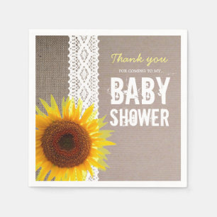 Solros Burlap & Crochet Snöre Baby Shower Pappersservett