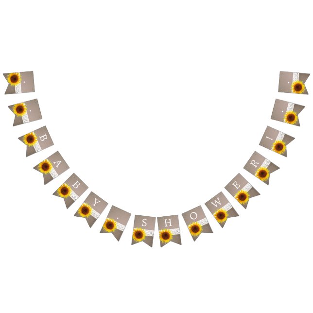 Solros Burlap & Crochet Snöre Baby Shower Vimplar (Alla)