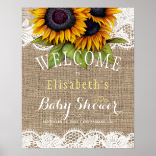 Solros burlap och spets höst baby shower poster