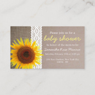Solros Burlap & Snöre Baby Shower Biljett Inbjudan