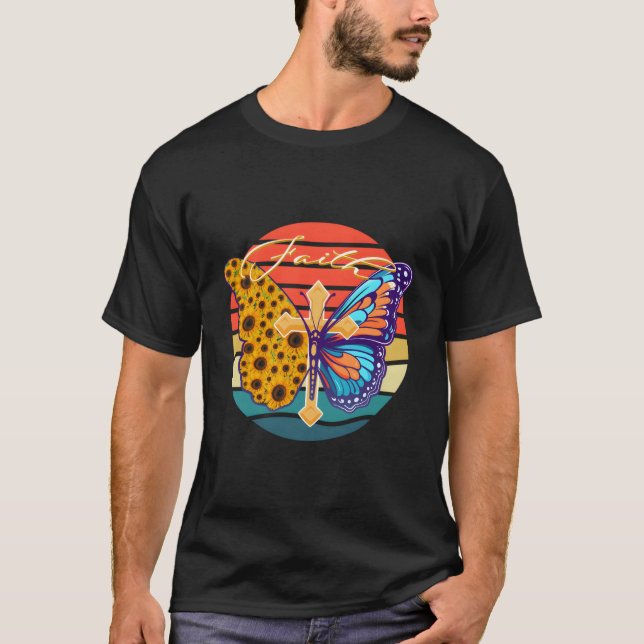 Solros Butterfly Faith Sunset T Shirt (Framsida)