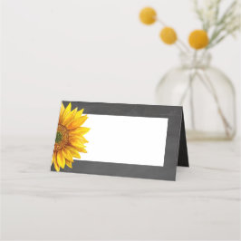Solros. Chalkboard blommigt bröllop. Flower Placeringskort