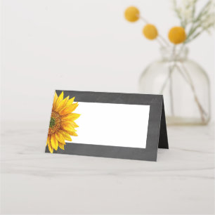 Solros. Chalkboard blommigt bröllop. Flower Placeringskort