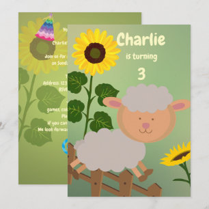 Solros Charlie Birthday Inbjudningar