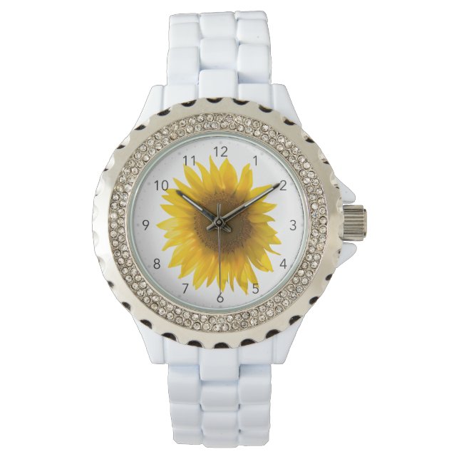 Solros citat "blommor är lycka" armbandsur (Framsida)