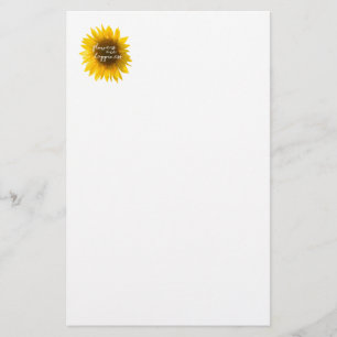 Solros citat "blommor är lycka" brevpapper