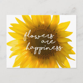 Solros citat "blommor är lycka" vykort