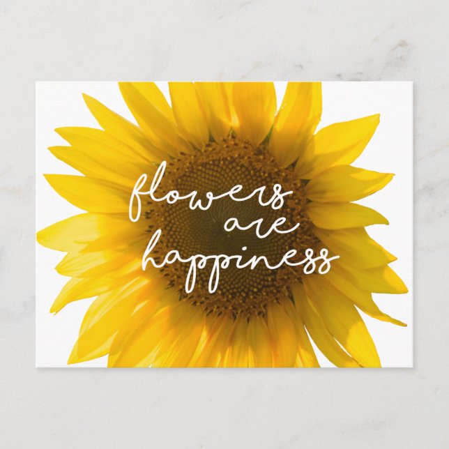 Solros citat "blommor är lycka" vykort (Framsida)