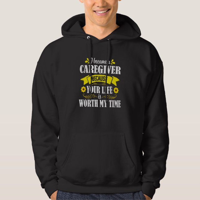 Solros Citat Vårdgivare Vårdande Uppkännande Hoodie (Framsida)