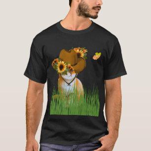 Solros Cowboy Katt i äng T-ShirtT-Shirt T Shirt