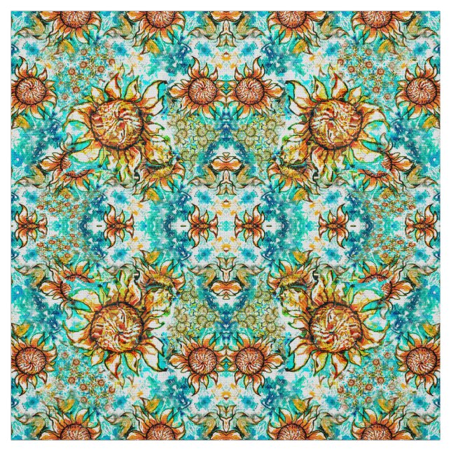 Solros Craze färglös mönster för dig Tyg (Provkarta)