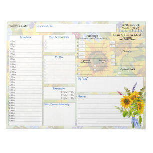 Solros Daglig planering 5 och 1 Food Journal Anteckningsblock