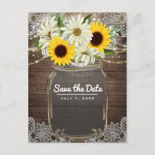 Solros Daisies Murkelvas Sparkla Rädda Datumet Meddelande Vykort