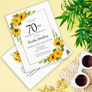 Solros Daisy 70-års födelsedagsinbjudan Vykort