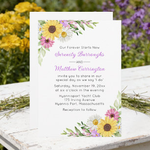 Solros Daisy Vilda Blommor Bröllop Inbjudningar