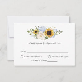 Solros Damblå Blommor Rustik Bröllops-RSVP Inbjudningar