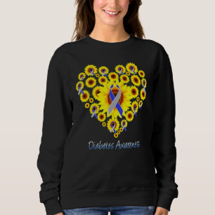 Solros Diabetes Heart Grått Blue Ribbon Diabetic D T Shirt