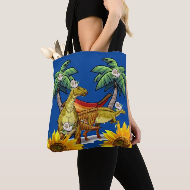 Solros Dinosaur Tote Bag Tygkasse (Närbild)