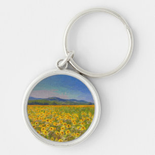 Solros Dreams Art Rund Silverfärgad Nyckelring