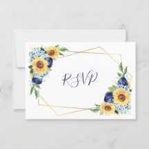 Solros Dusty Blue Geometric Navy Blommigt Bröllop
