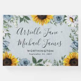 Solros Dusty Blue Land Rustic Ro Bröllop Gästböcker