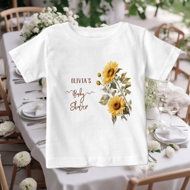 Solros Elegant Boho Blommigt Baby Shower T Shirt (Skapare uppladdad)