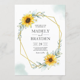 Solros Elegant Rustik geometrisk Guld Inbjudningar