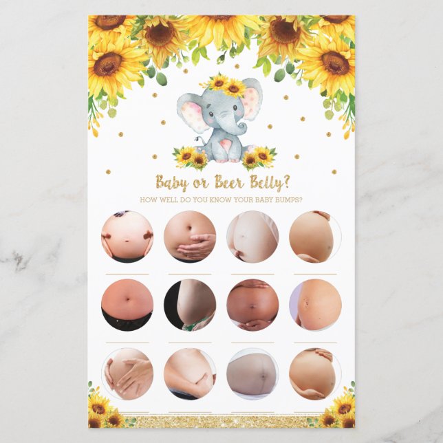 Solros Elephant Baby Bump eller Beer Belly Game (Framsida)