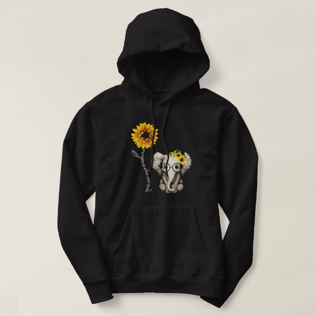 Solros Elephant Gift Friend Cute Elephant Älskare Hoodie (Design framsida)