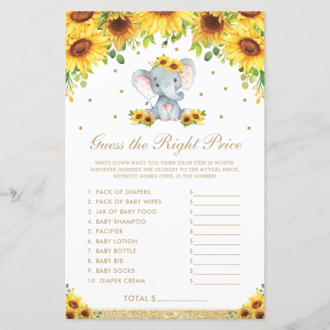 Solros Elephant Gissa Höger Pris Shower Game (Framsida)