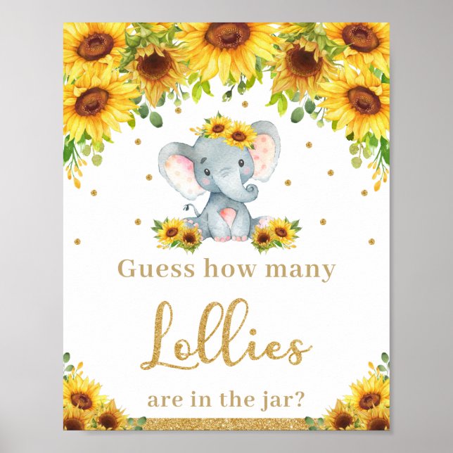 Solros Elephant gissar hur många Lollies Game Poster (Framsidan)
