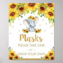 Solros Elephant Masks Shower Birthday Sign Poster