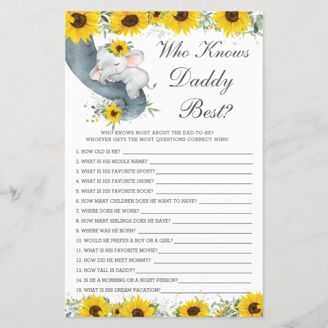 Solros Elephant Shower som känner pappa Best (Framsida)