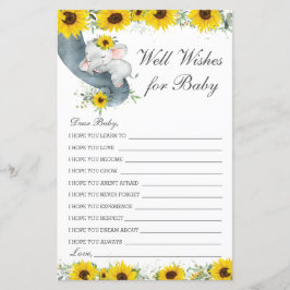 Solros Elephant well Önskemål för Baby-meddelande