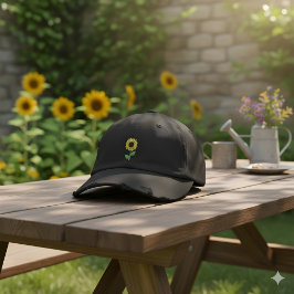 Solros Embroidery Hat | Enkla, små blommor Broderad Keps