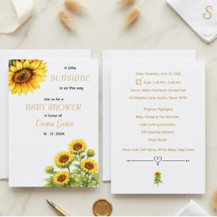 Solros Estetisk Minimal Bebis Babyshower Inbjudan