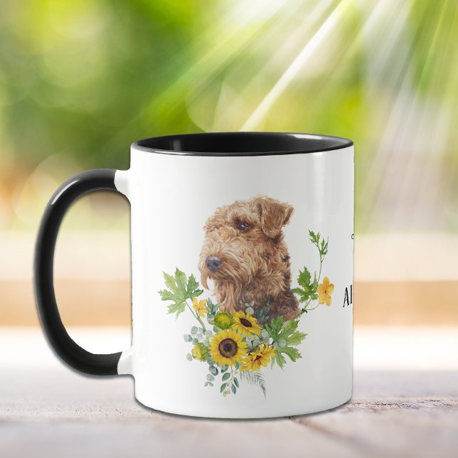 Solros Eucalyptus Airedale Terrier Hund Mugg (Skapare uppladdad)